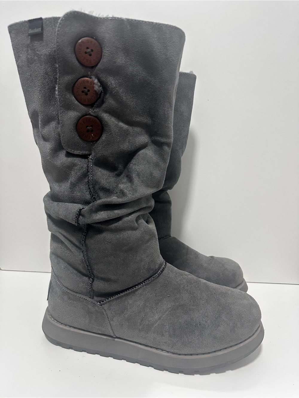 Skechers Womens
Keepsakes Freezing Point Winter Boots Gray Mid Calf
Flat NWOT